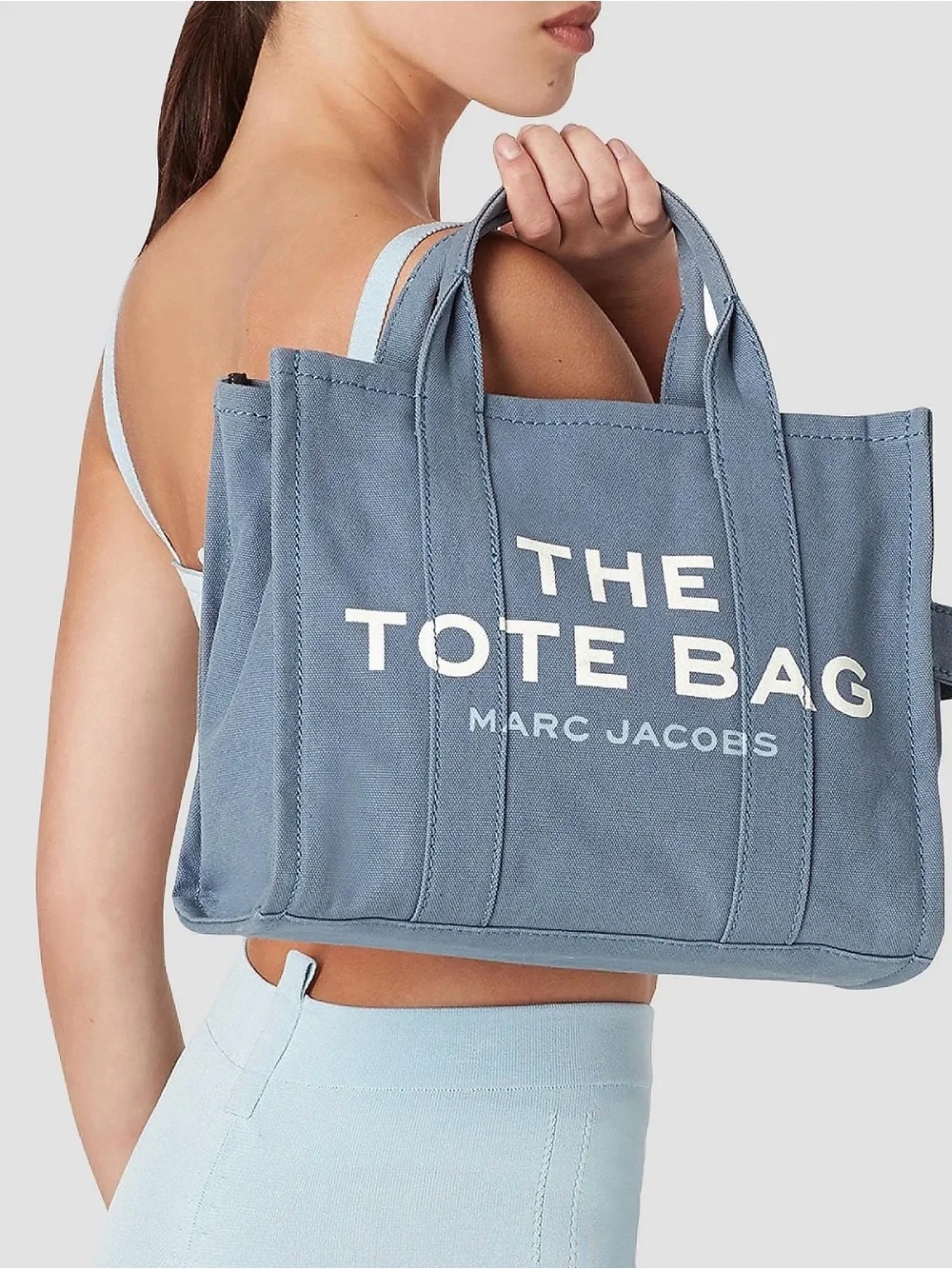 Marc Jacobs Blue Denim Canvas Tote with Black Strap
